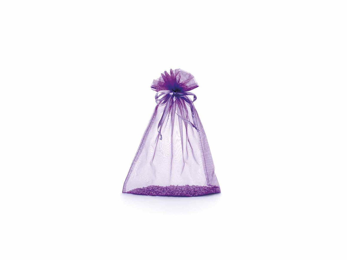 Sacchetto in organza viola orchidea con coulisse di chiusura in raso è, set da 30 pezzi, cm 23x30H (al tirante 24,5)