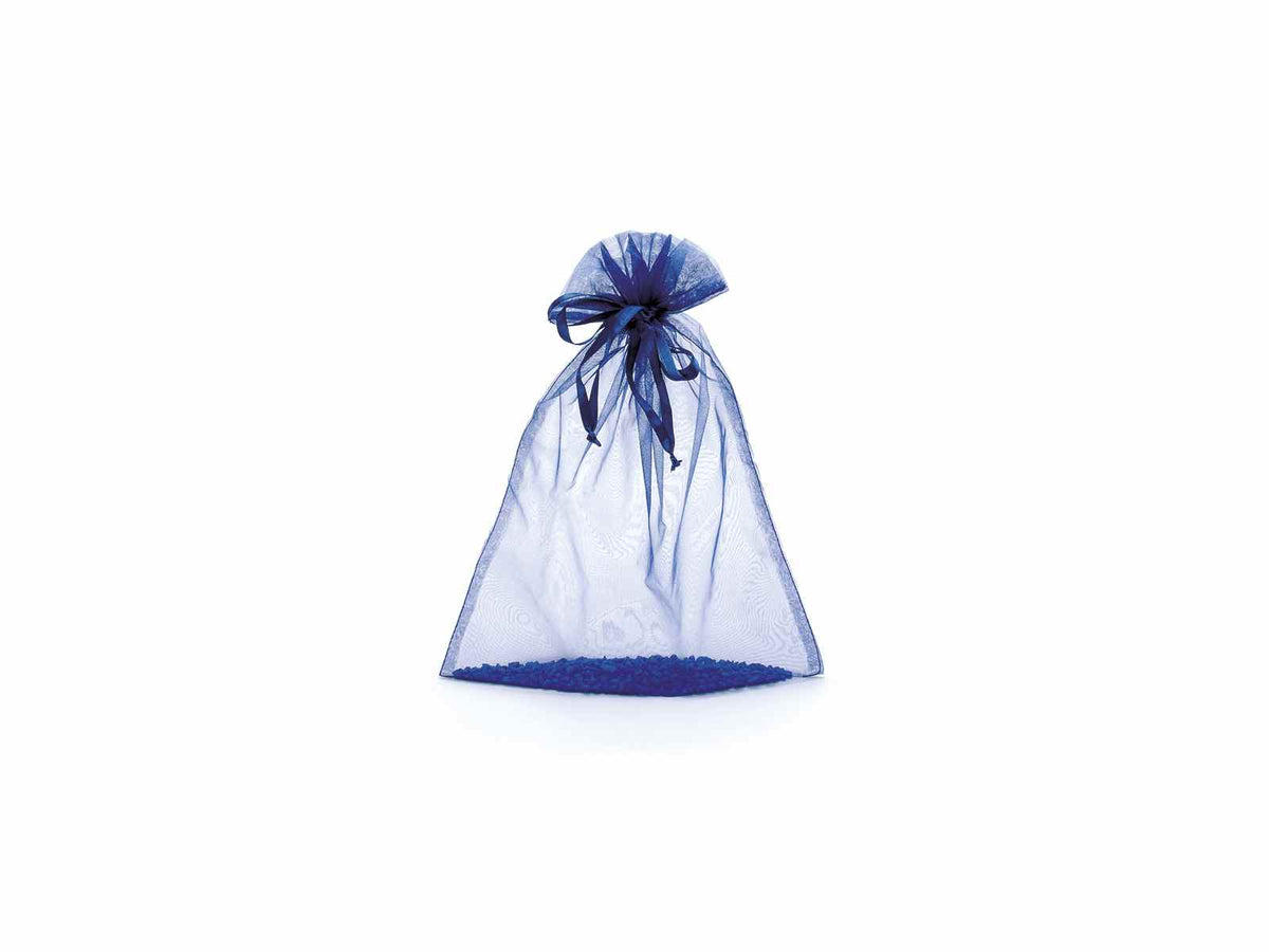 Sacchetto in organza blu con coulisse di chiusura in raso è una soluzione, set da 30 pezzi, cm 23x30H (al tirante 24,5)