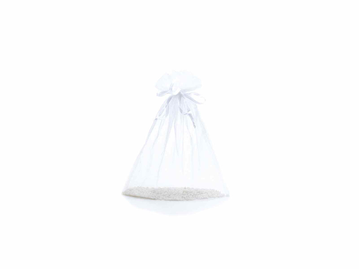 Sacchetti organza bianco neve con coulisse di chiusura in raso è ideale, set da 30 pezzi, cm 23x30H (al tirante 24,5)
