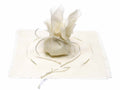 Tulle per bomboniere quadrato in cotone ecrù con bordo sfrangiato e tirante, set da 12 pezzi, cm25,5x25,5H-Interno:Ø15