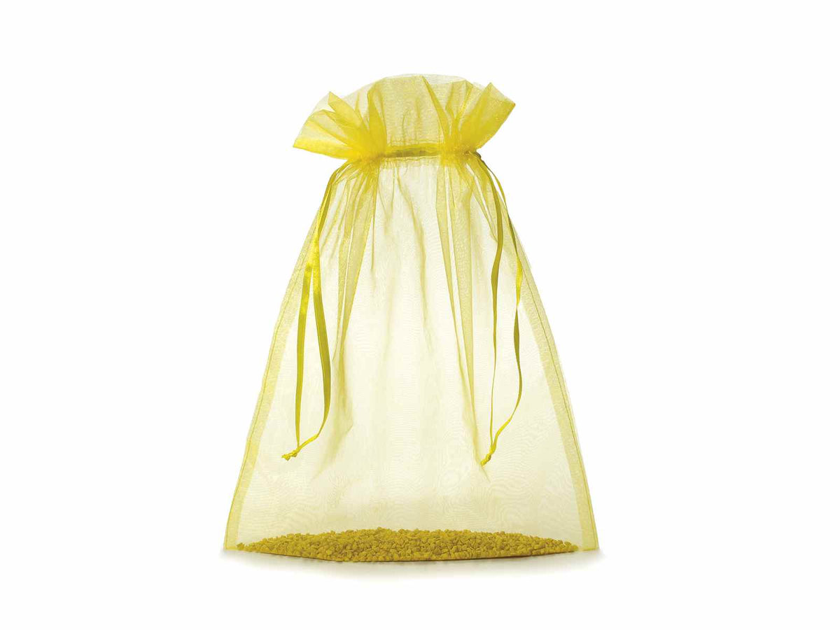 Sacchetti in organza giallo limone con tirante di chiusura ideale, set da 20 pezzi, cm30x40H (al tirante 32,5)