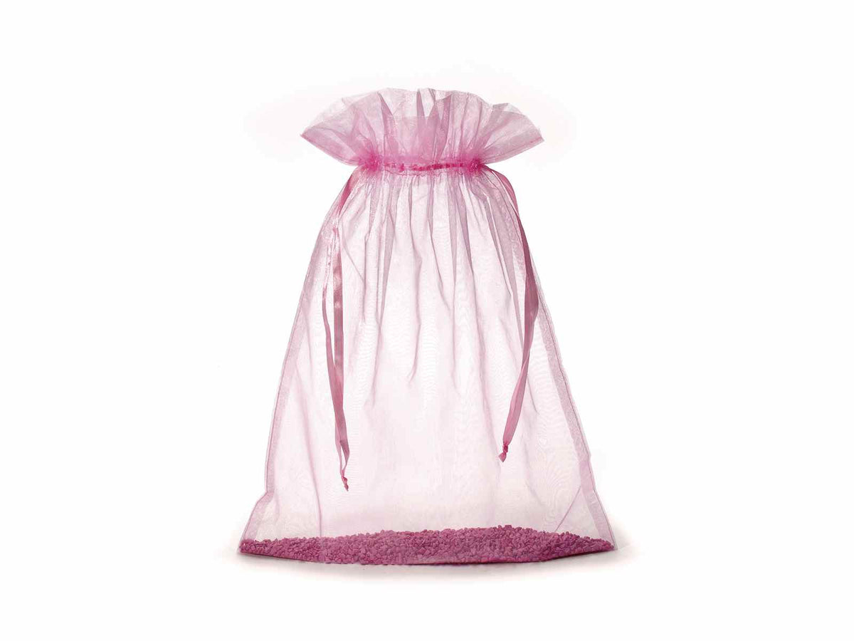 Sacchetto in organza rosa confetto con coulisse di chiusura in raso è, set da 20 pezzi, cm 30x40H (al tirante 32,5)