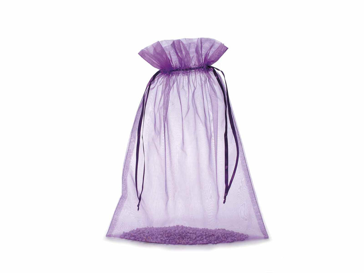 Sacchetto in organza viola orchidea con coulisse di chiusura in raso è, set da 20 pezzi, cm 30x40H (al tirante 32,5)
