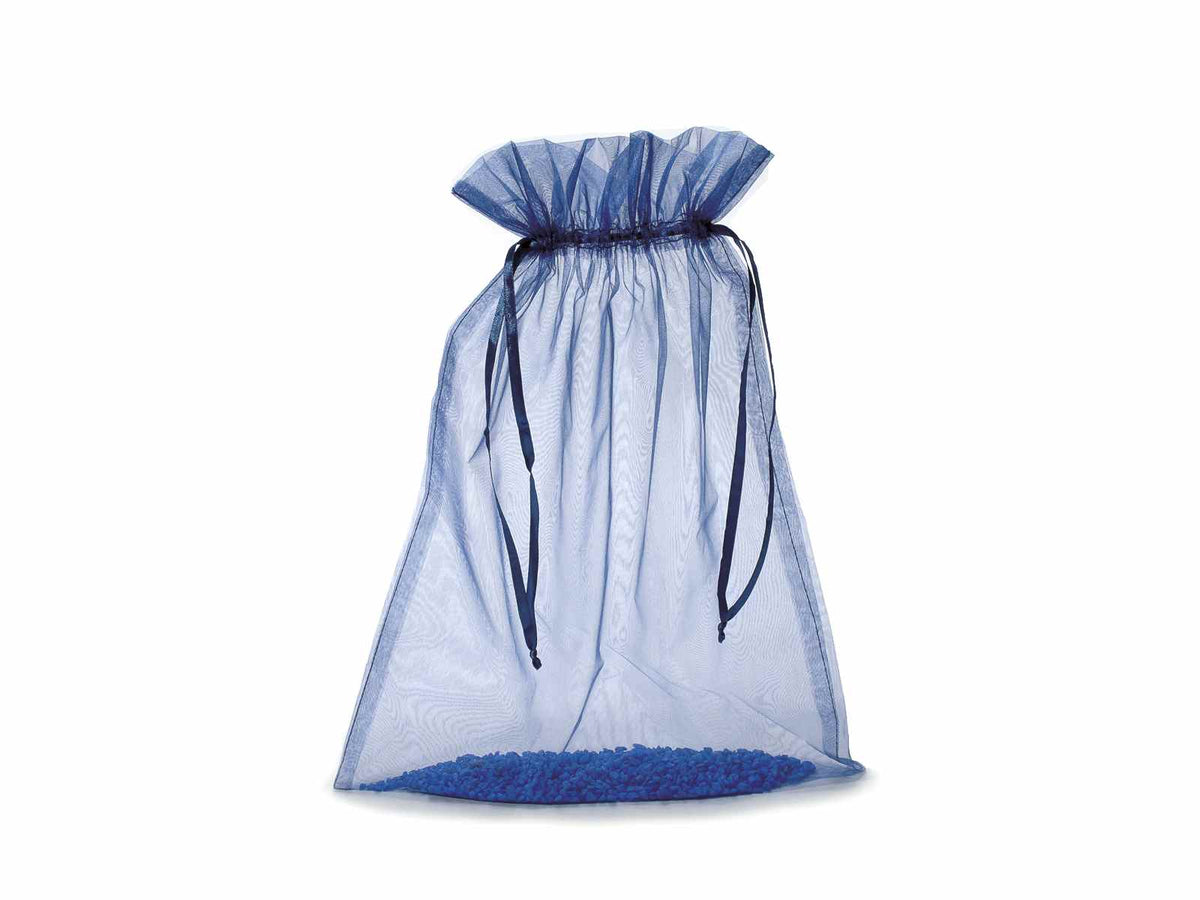 Sacchetto in organza blu con coulisse di chiusura in raso è una soluzione, set da 20 pezzi, cm 30x40H (al tirante 32,5)