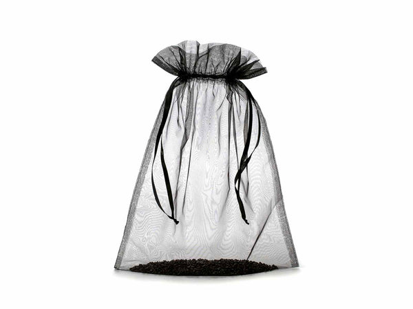 Sacchetto in organza nero con coulisse di chiusura in raso è una soluzione, set da 20 pezzi, cm 30x40H (al tirante 32,5)