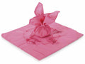 Portaconfetti tulle a sacchetto quadrato in cotone fucsia bordato con tirante, set da 25 pezzi, cm24,5x24,5H - Interno:Ø15