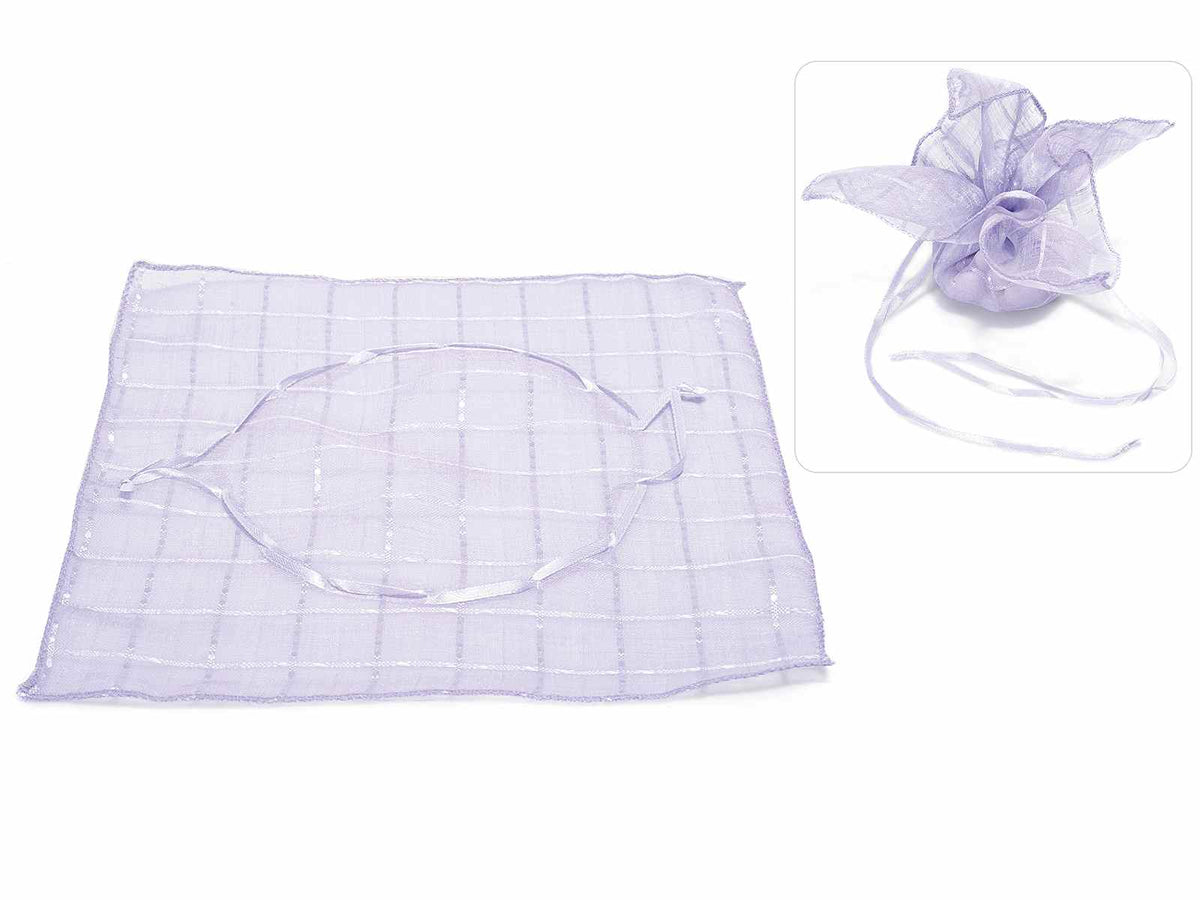 Tulle quadrato a sacchetto per bomboniera lilla a base quadrata in organza, set da 20 pezzi, cm25,5x25,5H-Interno:Ø15