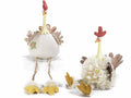 Polli di Pasqua decorativi in stoffa e lana con gambe e collo lunghi, set da 2 pezzi, cm15,5x18,5x28H (con gambe46)