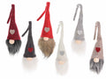 Babbo Natale / gnomo con luce LED, barba lunga e cappello modellabile, set da 6 pezzi, cm 6x6x27 H (capp.esteso)