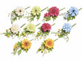 Mazzolini pick di fiori colorati e bacche artificiali con foglioline, set da 20 pezzi, cm 14 H (con gambo 22,5)