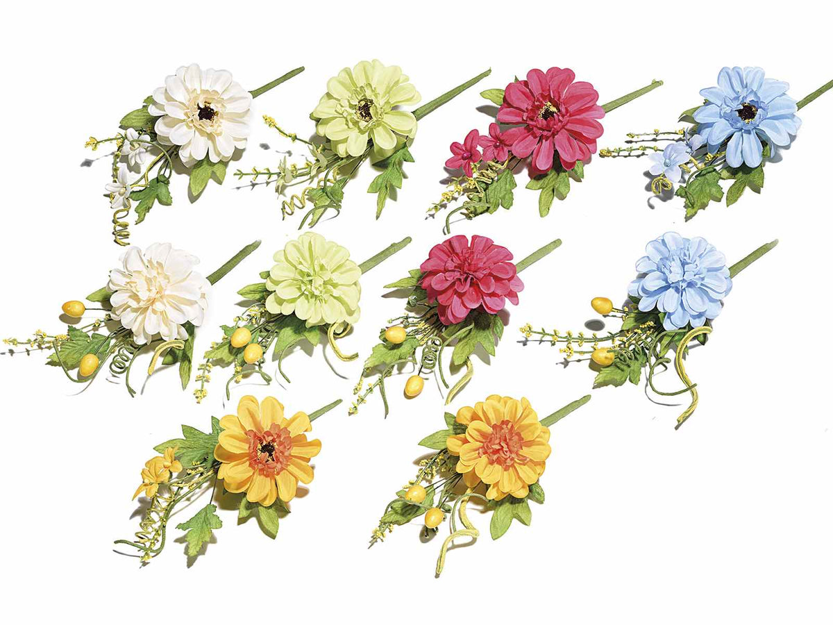 Mazzolini pick di fiori colorati e bacche artificiali con foglioline, set da 20 pezzi, cm 14 H (con gambo 22,5)