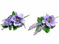 Mazzolini di lavanda pick e anemoni viola artificiali con foglie, set da 12 pezzi, cm 9 H (con gambo 14)