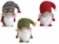 Babbo Natale in stoffa con barba in finta pelliccia ecologica e cappello, set da 6 pezzi, cm 13 x 7 x 18,5 H