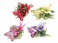 Mazzolini con anemone artificiale colorato in stoffa, con ovetto, fiocco, set da 16 pezzi, cm 10 H (c / gambo 15)