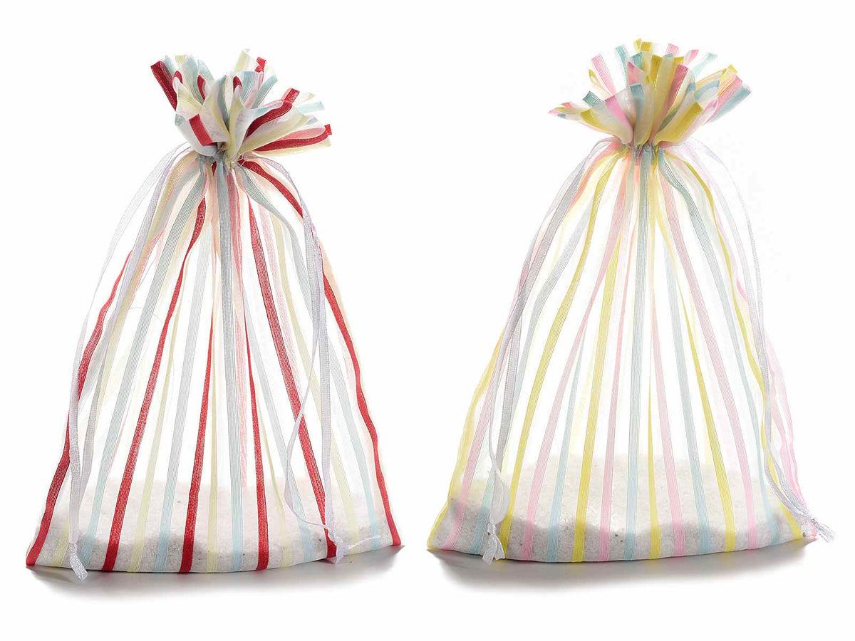 Sacchetti in organza a righe, set da 24 pezzi, cm 16x23 H (al tirante19)