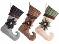 Calze in stoffa effetto lamé da appendere con decorazione Befana / strega, set da 9 pezzi, cm 25 x 35 H