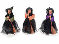 Portadolci Halloween / Epifania a strega / Befana in resina con contenitore, set da 9 pezzi, cm 9x8x18 H (capp.esteso)