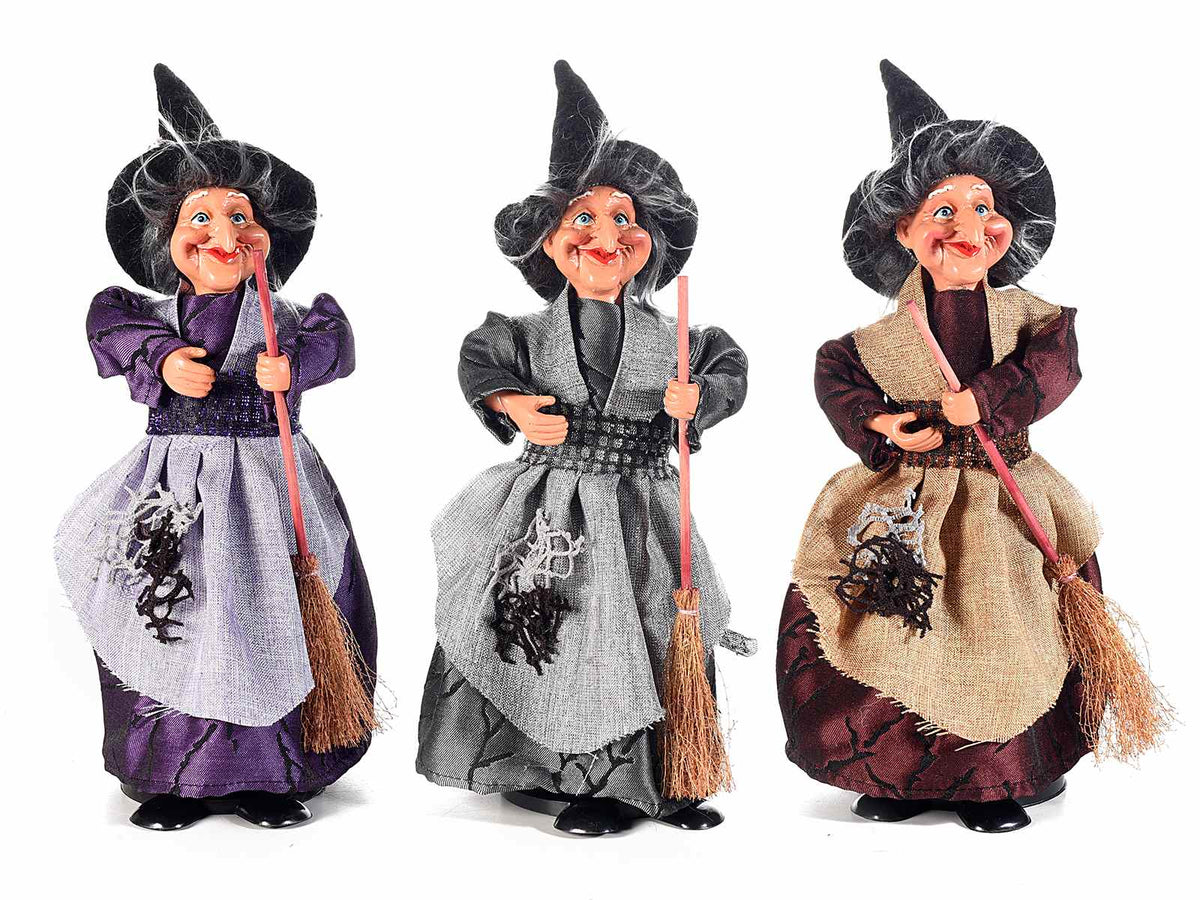 Contenitori portadolci a strega / befana in resina ideale per Halloween /, set da 6 pezzi, cm 12x11x30 H (capp.esteso)