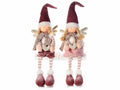 Angeli gambe lunghe in stoffa con ali, cappellino, sciarpina, cuoricino, set da 2 pezzi, cm 17x10x41 H (capp.esteso)