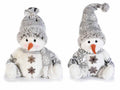 Pupazzi di neve natalizi decorativi con sciarpa, cappello in maglia, set da 2 pezzi, cm 20 x 15 x 41 H (seduto)