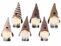 Gnometti Babbo Natale decorativi da appoggiare con barba lunga, cuoricino, set da 6 pezzi, cm7x6,5x16,5H (capp.esteso)
