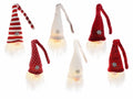 Babbo Natale con barba lunga, luce e cappello di lana con fiocco di neve decorativo, set da 6 pezzi, Ø5,5cmx27H (capp.esteso)