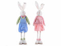 Conigli decorativi in stoffa con gambe allungabili e vestito, ideali, set da 2 pezzi, -