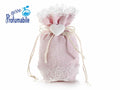 Sacchetti per bomboniere in stoffa rosa con pizzo, cuore in gesso profumabile, set da 20 pezzi, Aperto: cm 10 x 4 x 14 H
