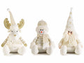 Decorazioni in panno renna, Babbo Natale e pupazzo di neve or con abbigliamento, set da 3 pezzi, Babbo: cm 19 x 15 x 39 H