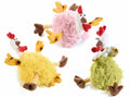 Gallinelle decorative da appoggiare con morbide piume in finto pelo colorato, set da 3 pezzi, cm 12 x 20 x 25 H