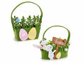 Borsette in panno decorato con uova e coniglietti di Pasqua, set da 4 pezzi, cm 16x8x14 H (con manico 26)