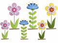 Set coppie di fiori primaverili colorati in panno con base in legno, set da 3 pezzi, Grande: cm 26 x 5 x 59 H