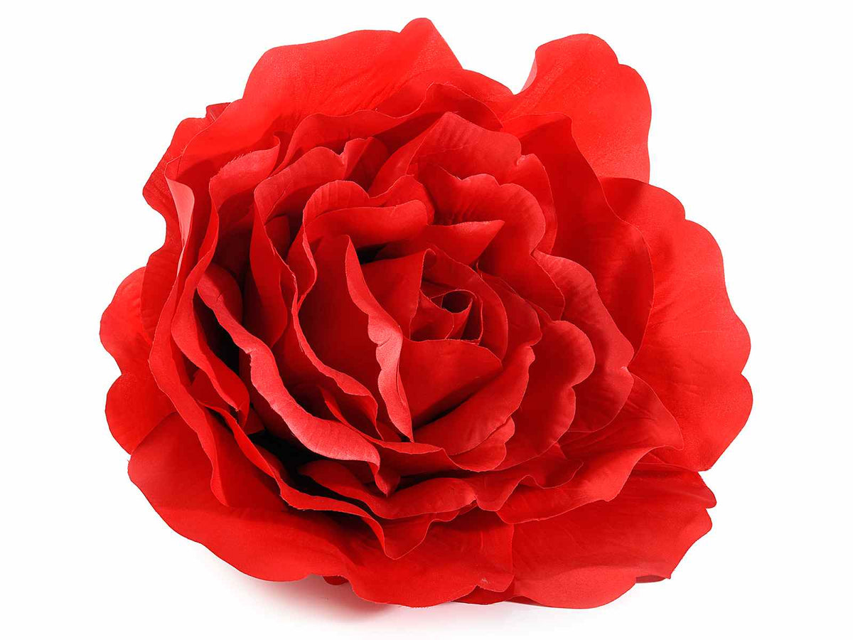 Rose giganti in stoffa rossa con gancio posteriore senza gambo, ideali per San, set da 2 pezzi, Ø 42 cm x 25 H