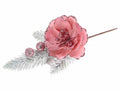 Anemoni artificiali in stoffa con bordo, pistilli e bacche glitterati, set da 20 pezzi, cm 15 H (con gambo 22,5)