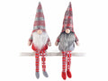 Gnomo / Babbo Natale gambelunghe in panno e dettagli in eco-fur, set da 4 pezzi, cm10x8x25H (capp esteso)