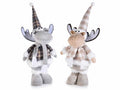 Renne decorative da vetrina con abito scozzese da appoggiare, set da 2 pezzi, cm 22,5 x 17,5 x 49 H