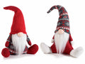 Decorazione Babbo Natale seduto stoffa e maglia con cappello modellabile, set da 2 pezzi, cm 26 x 12 x 38 H (seduto)