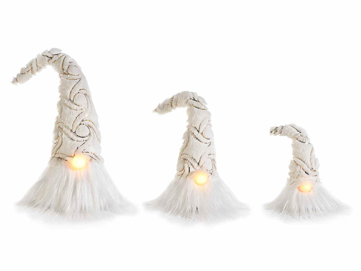 Babbo Natale in stoffa con naso luminoso e cappello modellabile, Grande: Ø 15 cm x 52 H