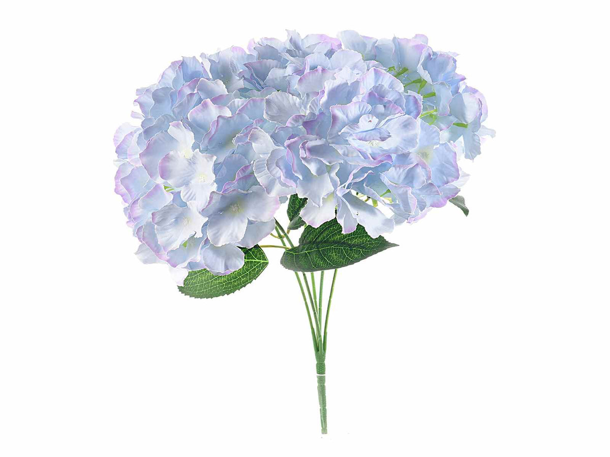 Ortensie artificiali in stoffa in mazzo, set da 6 pezzi, cm 23 H (con gambo 43)