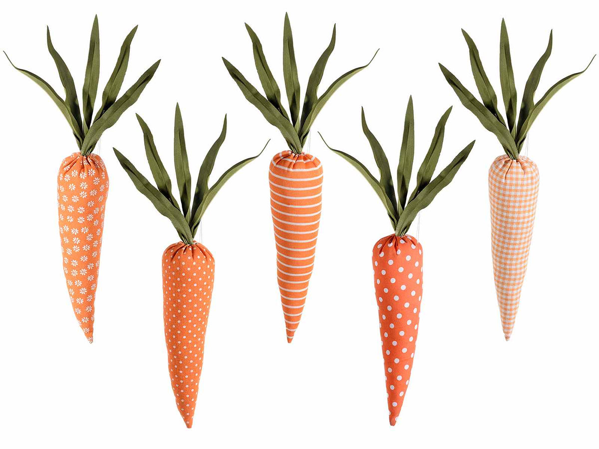 Carote pasquali decorative in stoffa imbottita da appendere, set da 10 pezzi, Ø 5 cm x 35 H