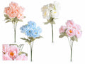 Mazzi a bouquet di peonie colorate artificiali in stoffa, set da 4 pezzi, cm 35 H (con gambo 47)