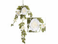 Ghirlande eleganti con rose e boccioli bianchi in stoffa, perfetta, cm 139 H (con gancio 150)