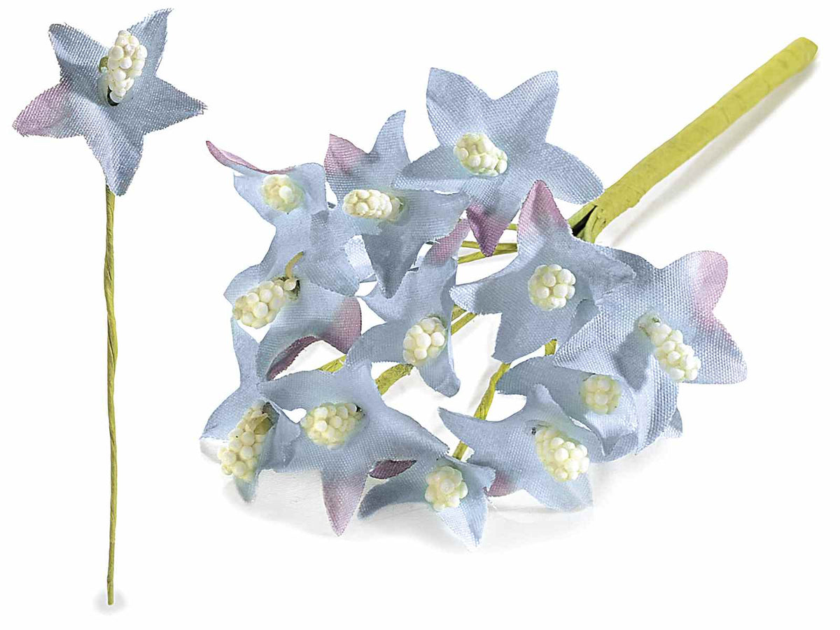 Fiorellini azzurri artificiali in stoffa, set da 192 pezzi, Ø 2,5 cm x 13 H
