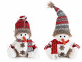 Pupazzi di neve di peluche con sciarpa e cappello in maglia e bottoni a fiocco, set da 2 pezzi, cm 20 x 15 x 41 H (seduto)