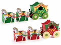 Portadolci di Natale in panno a forma di carrozza con cavalli e decorazioni, set da 4 pezzi, cm 40 x 8 x 14,5 H