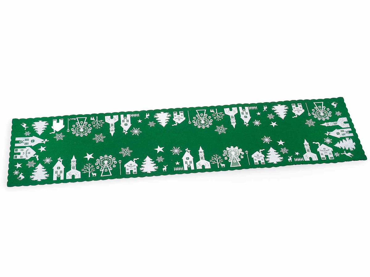 Runner da tavolo natalizi in panno con decorazione 'WinterVillage' 14zero3, set da 2 pezzi, cm 120 x 30 H