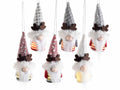 Set di 6 babbo Natale da appendere con corna di renna e luci LED da appendere, Ø 6 cm x 16 H (capp.esteso)