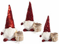 Gnomo a Babbo Natale con sacco portavaso e cappello con paillettes, Grande: cm 34 x 19,5 x 58 H