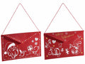 Borse in panno a forma di letterina di Babbo Natale, decori a tema e scritta, set da 10 pezzi, cm 25,5 x 16,5 H