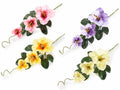 Mazzolino pick / chiudipacco di fiorellini artificiali colorati e foglie, set da 24 pezzi, cm 17 H (c / gambo 26 )
